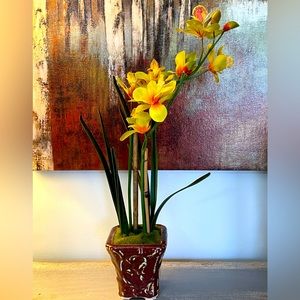 Artificial Orchid in Planter